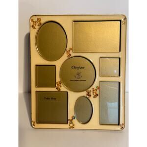 Vintage Loui Michel Hand Crafted Enamel Picture Frame Bears 8 Photos Swivel Back